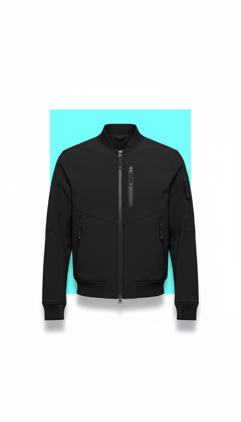 Matte black tech bomber jacket