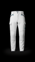 White-on-black neoprene utility pants